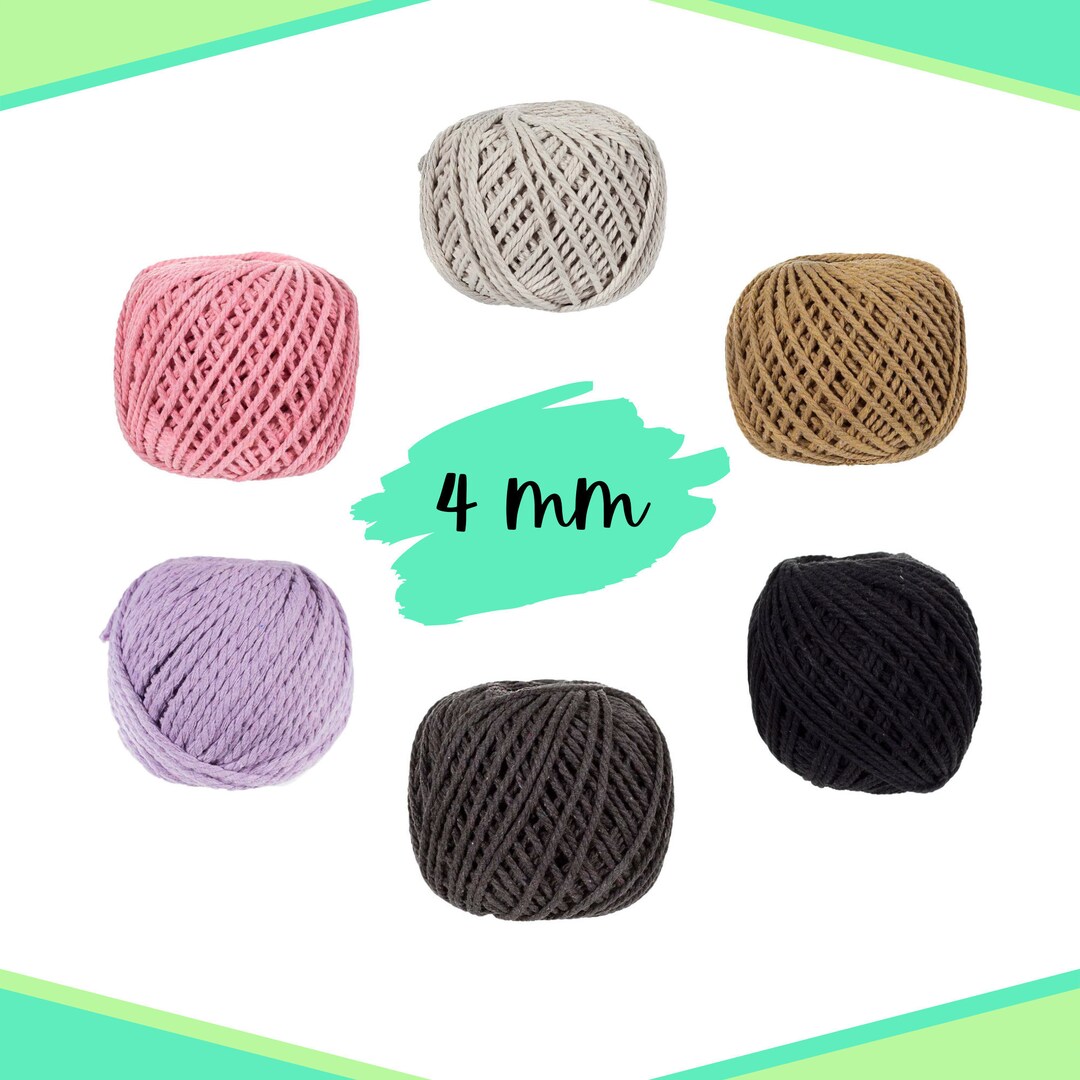 4mm Natural Cotton Rope 50 Meter Length Multiple Colors Available