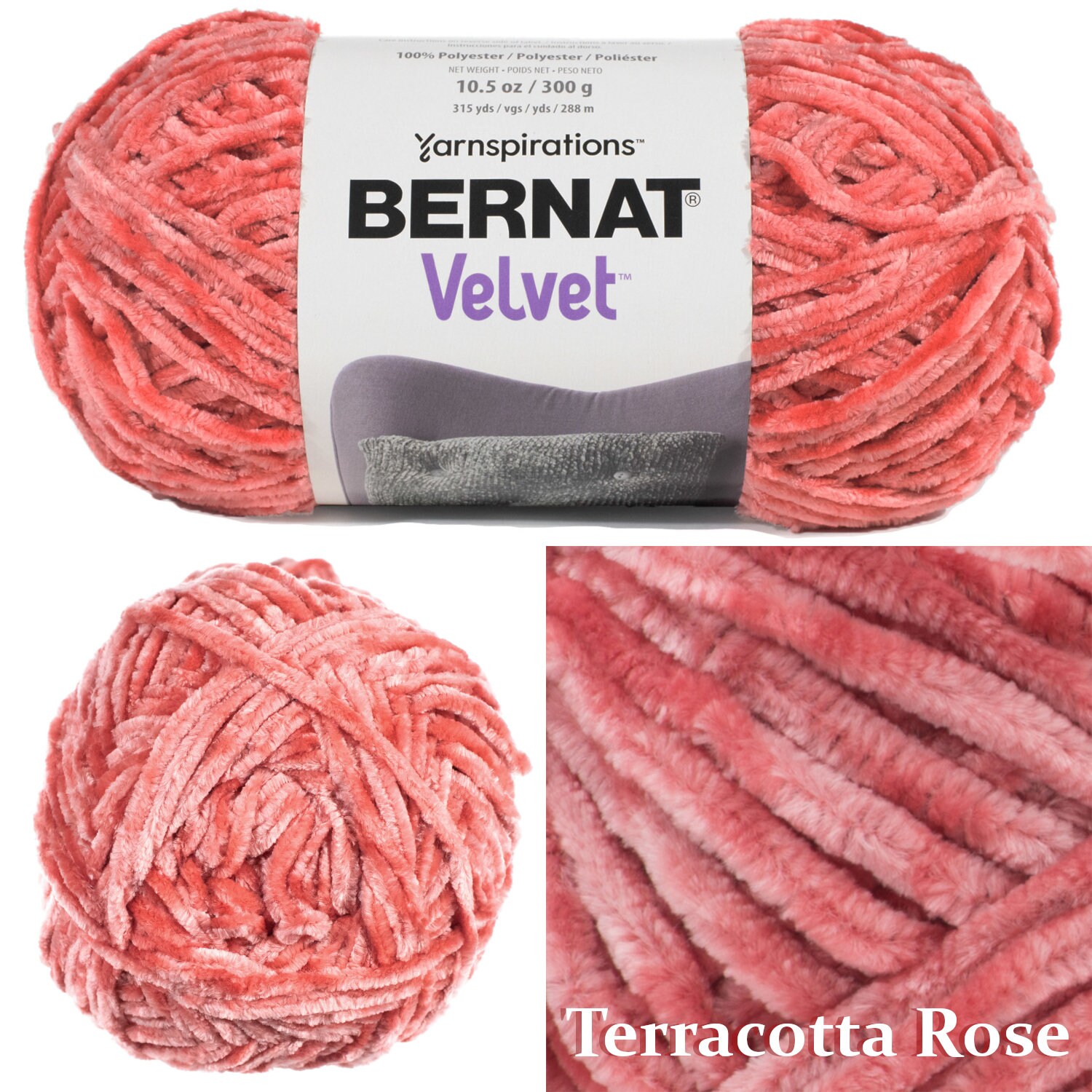 Bernat Velvet Yarn 100% Polyester Luxuriously Soft for Velvety