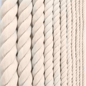 Twisted Cotton Rope Macramé Crafting Cord Natural White Cotton Rope Triple Strand Macramé Supplies Fiber Art Cotton DIY Rope by the Foot