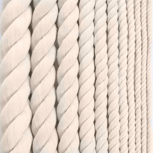 Twisted Cotton Rope Macramé Crafting Cord Natural White Cotton Rope Triple Strand Macramé Supplies Fiber Art Cotton DIY Rope by the Foot