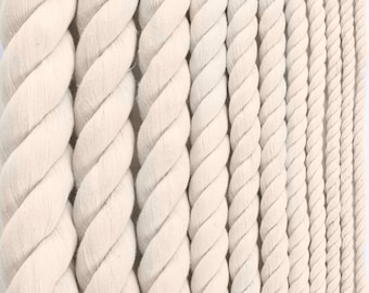 Beige Cotton Rope 12mm. Nautical Rope. Twisted Thick Rope. Decoration Rope.  Craft Supplies. Nautical Decor / 30ft 10yd 9m 