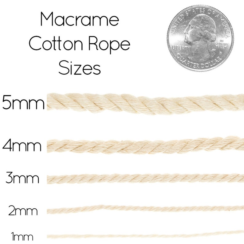 Natural Rope Sizing 2mm 100% Natural Cotton Rope – 50 Meters – Perfect for Macrame ...