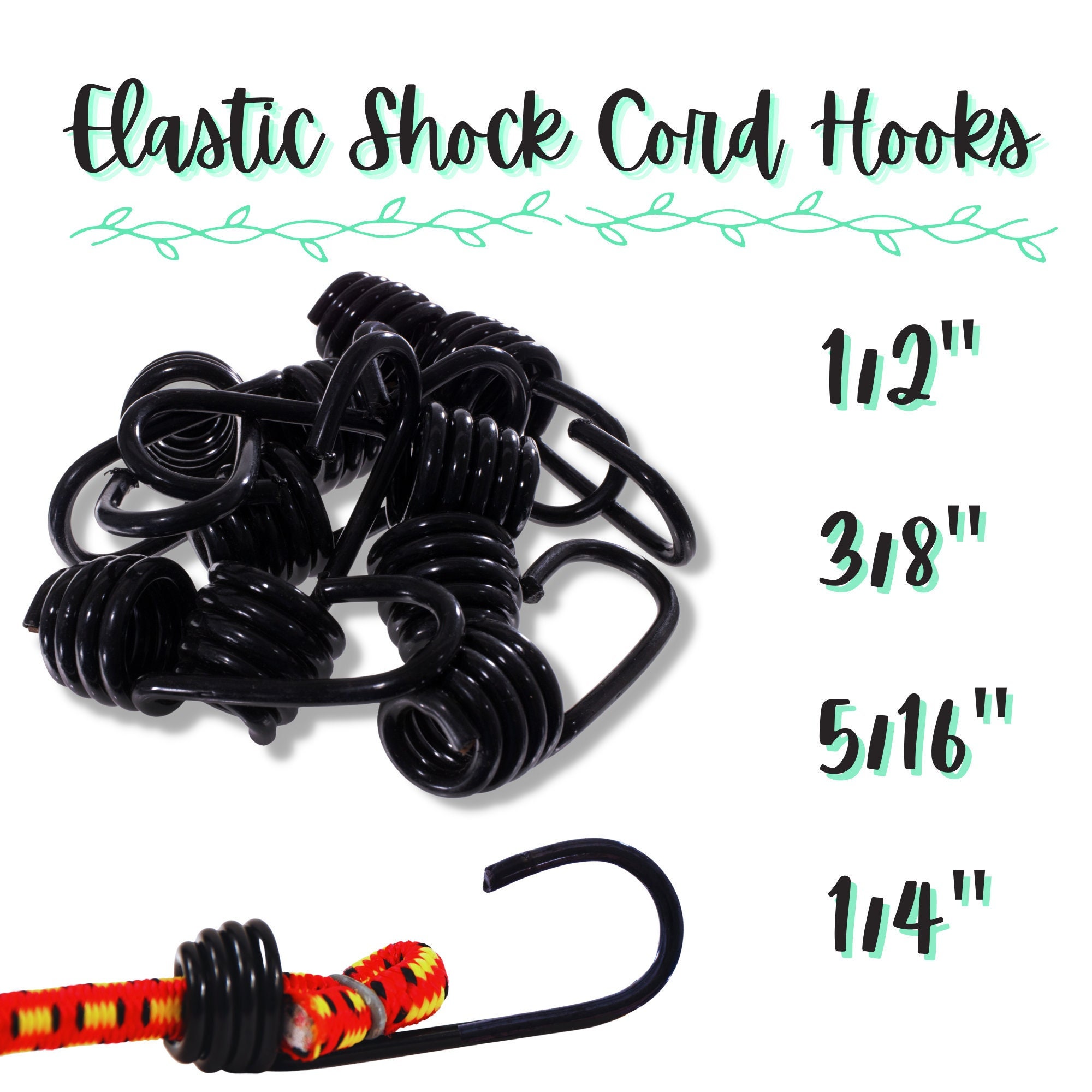 Elastic Mini Hook Loop Tie 4mm Round Bungee Shock Cord in Black Bespoke  Colours & Sizes Available by Kalsi Cords UK Made in Britain -  Canada