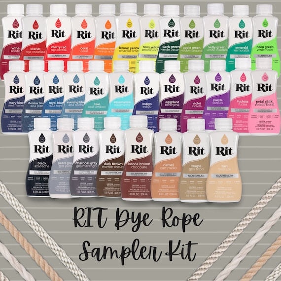 Rit Dye Liquid Sampler Kit- Wide Selection of Colors and Rope