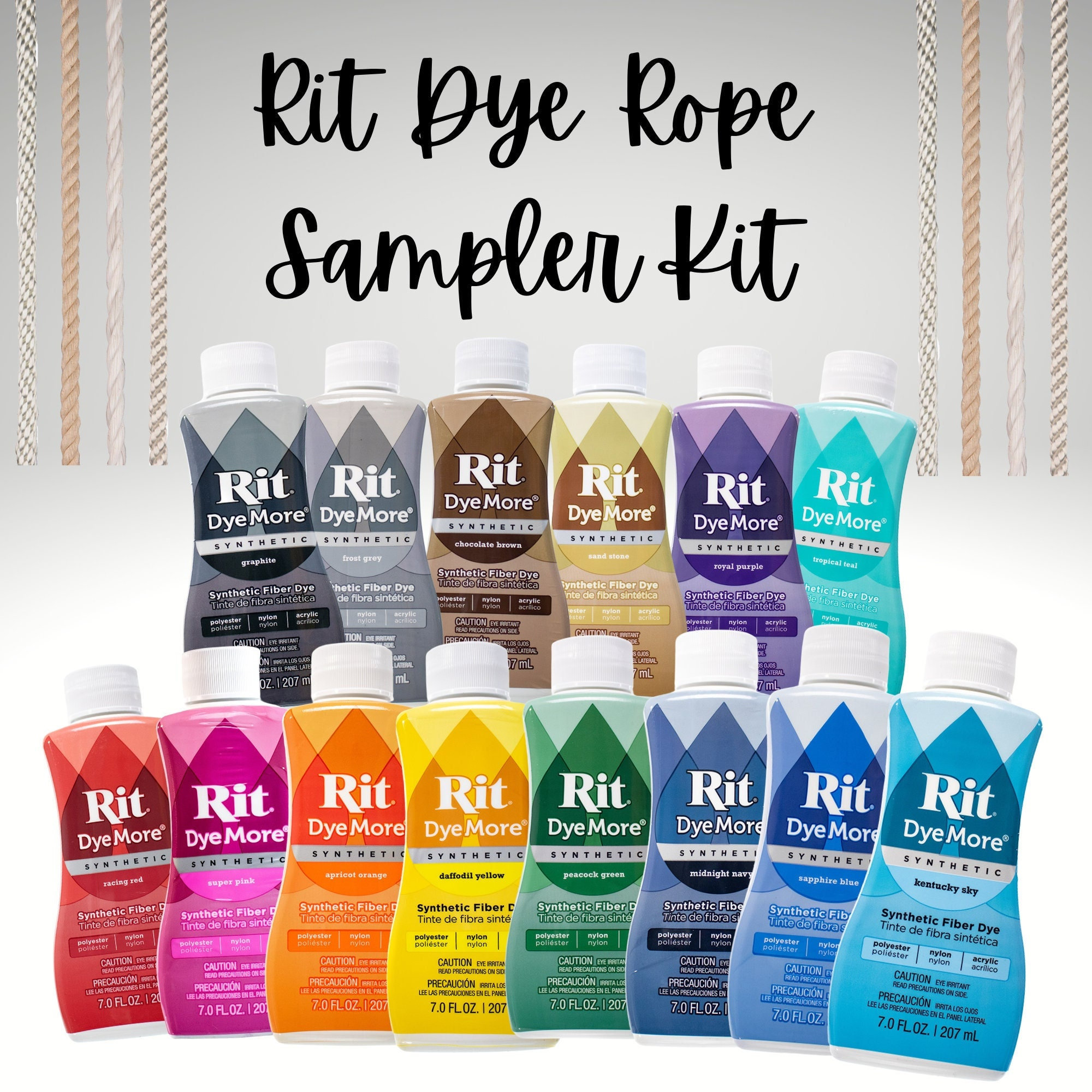 Synthetic Rit Dye Liquid Sampler Kit Wide Selection of Colors and Rope  Samples 