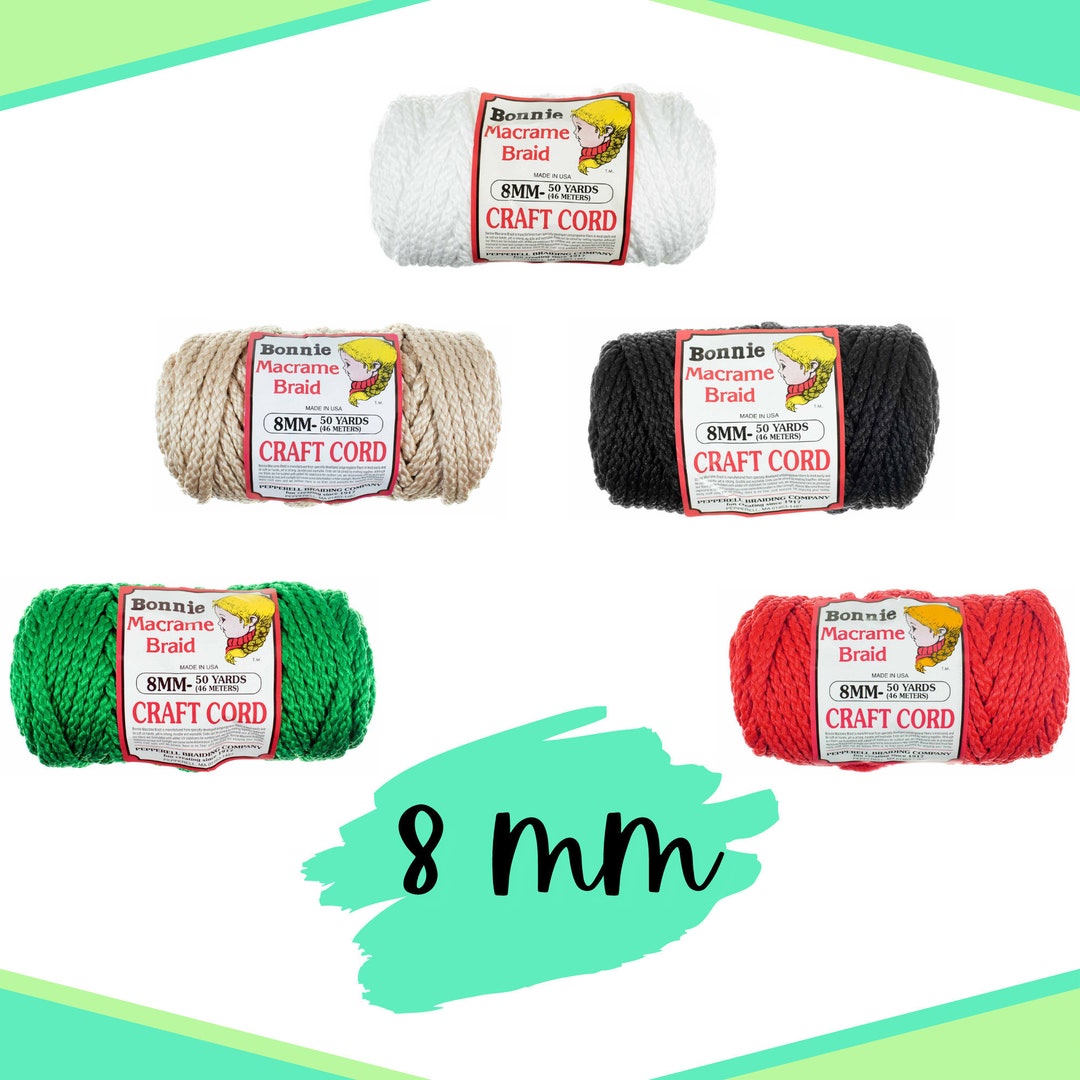 8mm Bonnie Cord 50 Yards 5 Dazzling Colors Craft Cord for Macrame,  Knitting, Crocheting, Weaving, Knotting Crafts, and More 