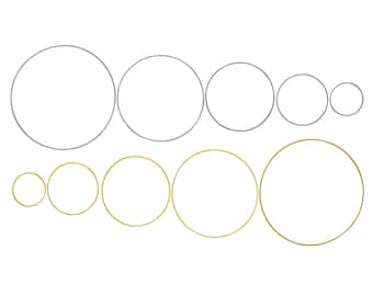 Metal Crafting Rings Silver and Gold Hoops 5 Pack - Welded Circle Link, Macrame Ring, Dream Catcher Loop, Plant Hanger Hoop, Round Bag Hoops