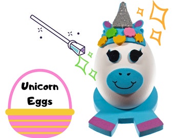24 PC Egg Decorating Kit - Unicorn Eggs - Rainbow Easter Egg Hunt, Unique Easter Basket Stuffers, DIY Easter Crafts, Spring Crafts for Kids