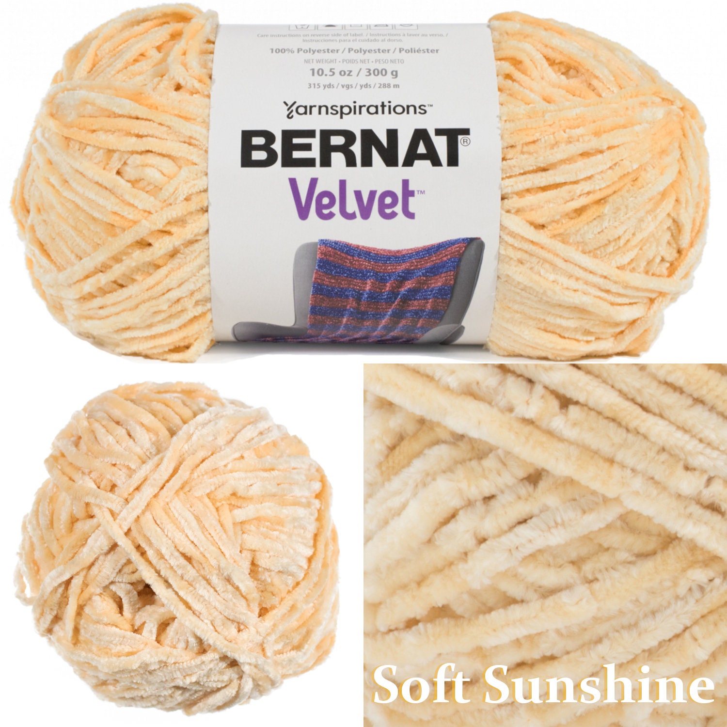 Bernat Velvet Yarn 100% Polyester Luxuriously Soft for Velvety