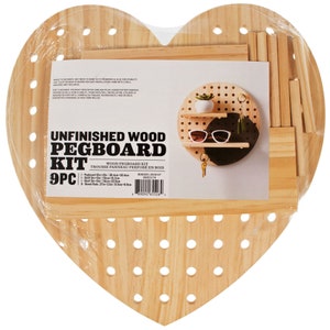 Wooden Pegboard Kit – Unfinished/Natural Wood – Variety of Shapes and Sizes – Shelving and Storage – Keep Your Crafts Organized
