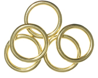 Brass Metal O Rings Round Formed O-Ring Multiple Sizes DIY Purse and Bag Holder Macrame Crafting Non-Welded Closed Brass Colored Metal Loops