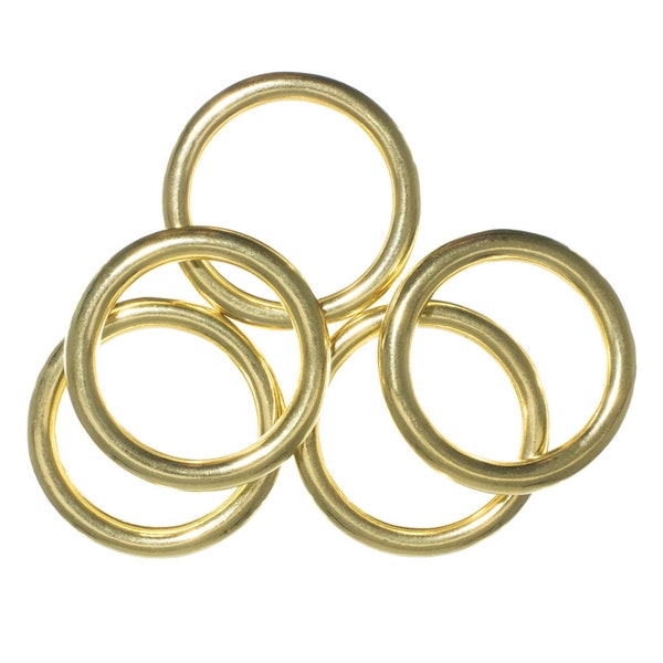 Brass Metal O Rings Round Formed O-Ring Multiple Sizes DIY Purse and Bag Holder Macrame Crafting Non-Welded Closed Brass Colored Metal Loops