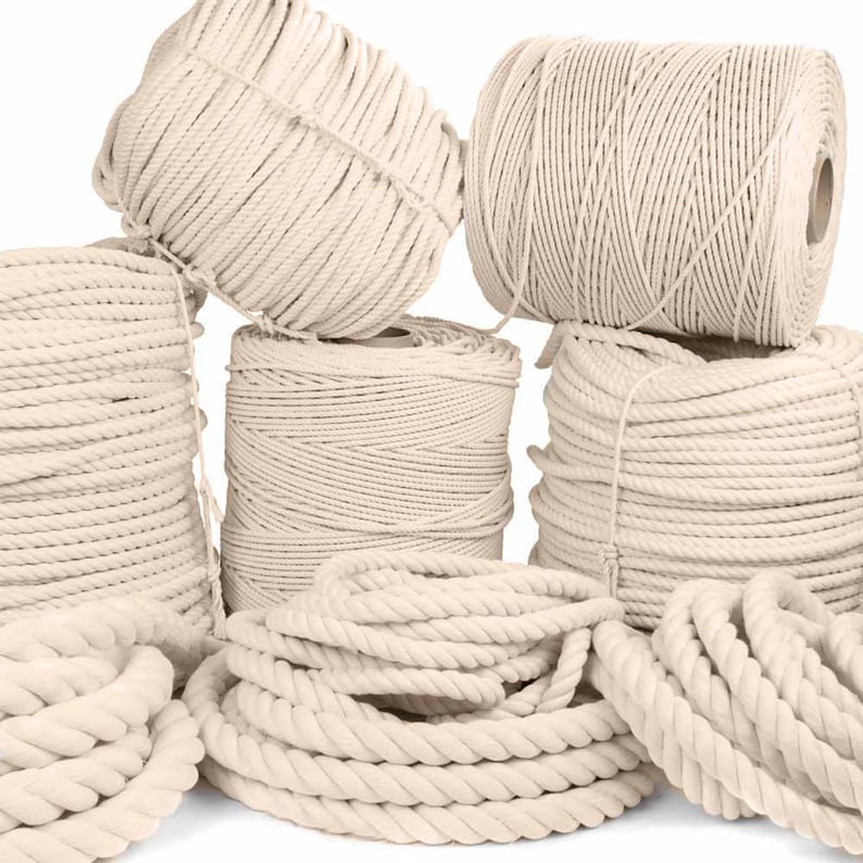 Twisted Cotton Rope Macramé Crafting Cord Natural White Cotton Etsy