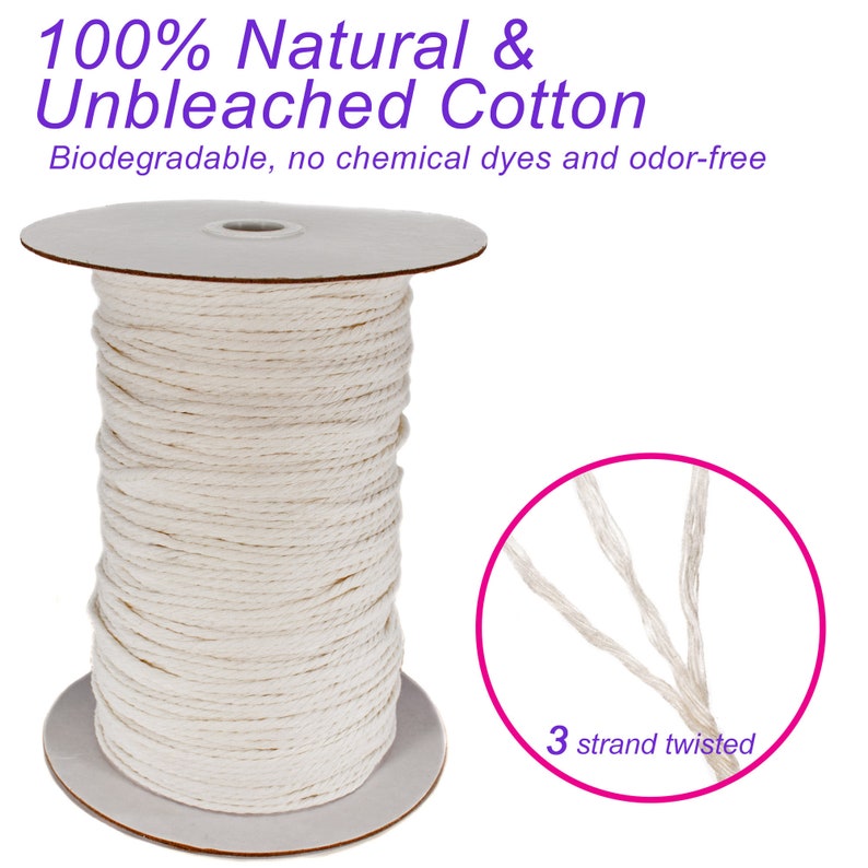 3 Strand Twisted Cotton Rope Spools 3mm 4mm 5mm Cord Etsy