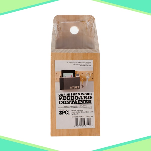 Wooden Pegboard Container – Unfinished/Natural Wood – DIY Rustic Chic – Store and Organize