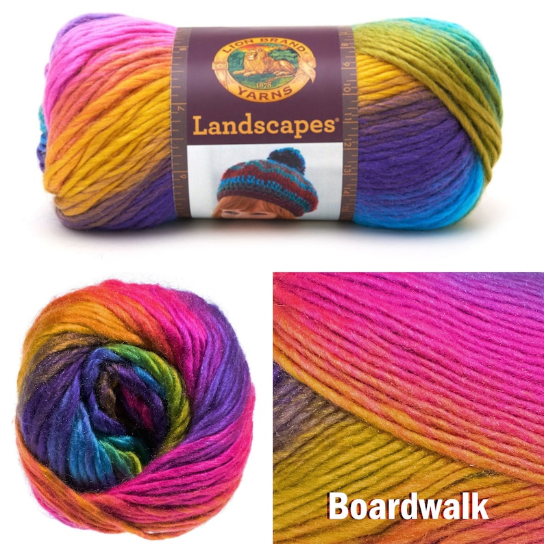 Lion Brand Landscape Yarn Perfect for Knitting and Crocheting Projects 100% Acrylic Beautiful Yarn, Easy to Work With Vibrant Colors Boardwalk