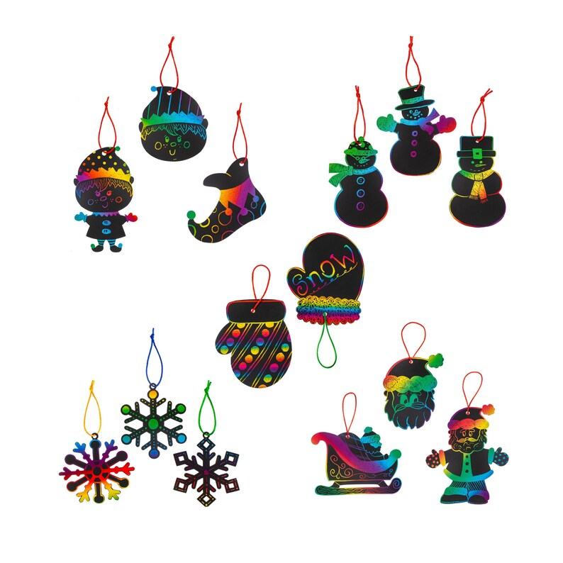 Magic Color Scratch Christmas Ornament Kit Multiple Pack Etsy