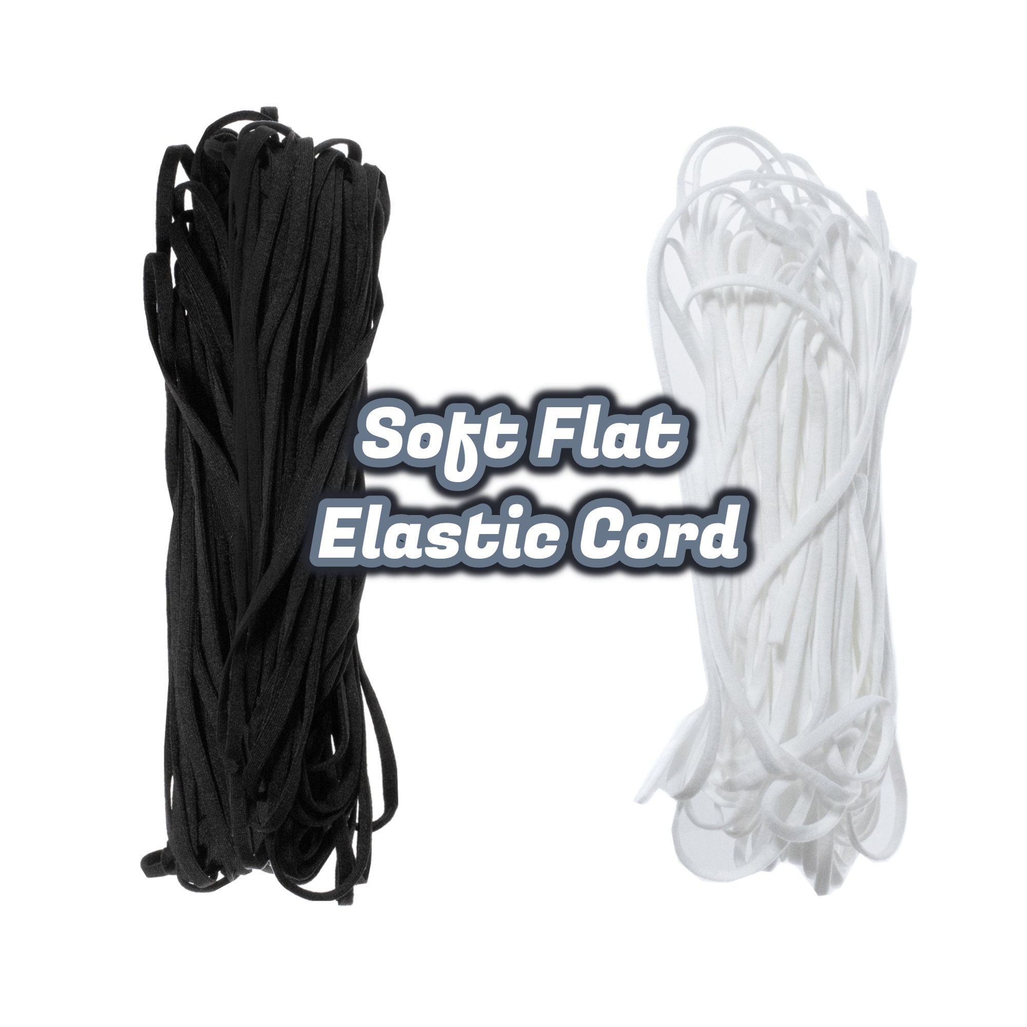 2 mm Round Elastic Cord, Elastic band, stretch cord - white, black
