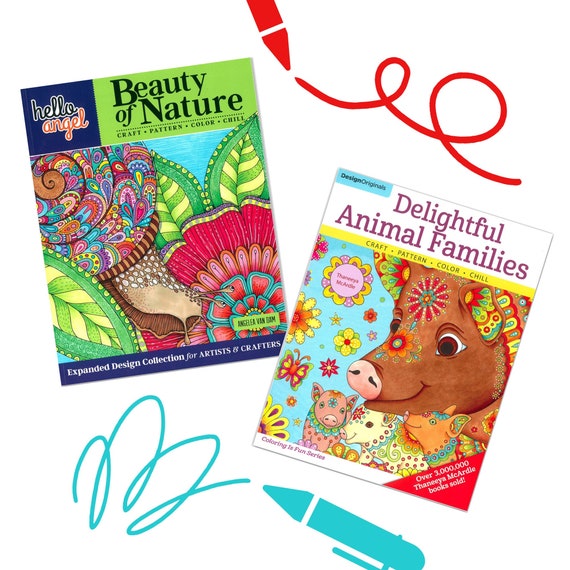 Coloring, Design, & Pattern Books Relaxing for Adults and Fun for Kids 2  Options to Choose From Nature and Animal Coloring Book 