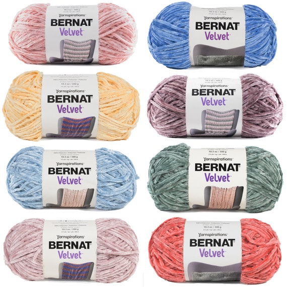 Bernat Velvet Yarn 100% Polyester Luxuriously Soft for Velvety Projects for  Home Knit, Crochet, Lush Blankets or Statement Pillows 