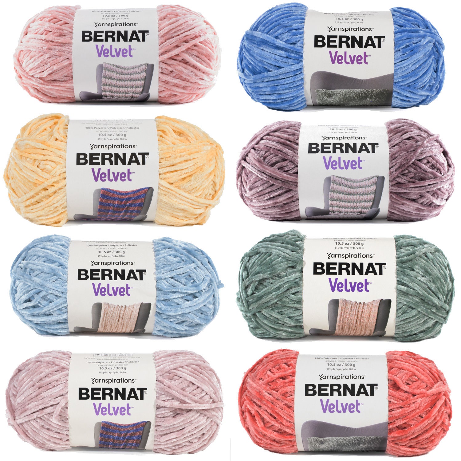 Bernat Velvet Yarn 100% Polyester Luxuriously Soft for Velvety Projects for  Home Knit, Crochet, Lush Blankets or Statement Pillows -  Norway