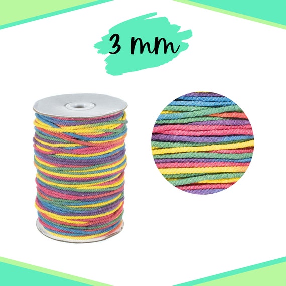 5mm Macrame Rustic 100m Rope Colorful Cotton Twisted Cord String DIY Hand  Craft