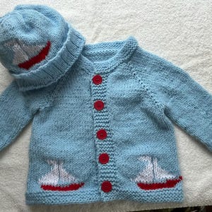 Sailboat Baby Sweater & Hat