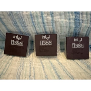 3 - 1985 Intel i386 A80386DX-20 IV CPU Processor SX217 Vtg Ceramic Gold Pins
