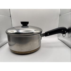 Vintage Revere Ware 1 1/2 qt Sauce Pan, Copper Bottom, Stainless Steel, Pre-1968