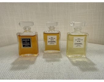VTG Wardrobe Mini Set **PARFUM Chanel No 5 & 19, Coco Parfum Splash Bottles MINI