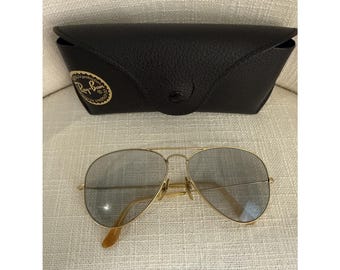 Vtg 1960's 58[]14mm B&L RAY-BAN Arista Photocromatic Aviator Sunglasses READ