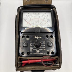 Vintage Simpson 260 Series? Multimeter Volt Meter + Case W/ Probes Untested