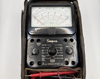 Vintage Simpson 260 Series? Multimeter Volt Meter + Case W/ Probes Untested