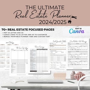 Ultimate 2024/2025 Real Estate Business Planner - Digital Download | Editable & Customizable in Canva | Branding | Marketing | Social Media