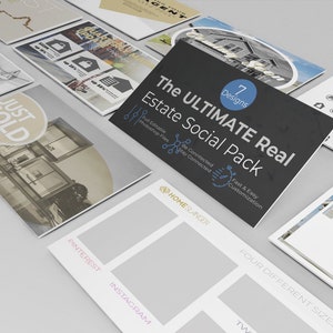 Real Estate Social Media Post Pack for - Facebook | Twitter | Pinterest | Instagram  Plus 50 Flat Real Estate Icons