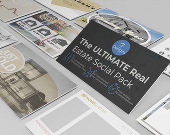 Real Estate Social Media Post Pack for - Facebook | Twitter | Pinterest | Instagram  Plus 50 Flat Real Estate Icons