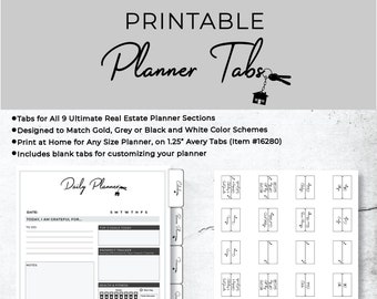 Ultimate Real Estate Printable Planner Tabs/Sections