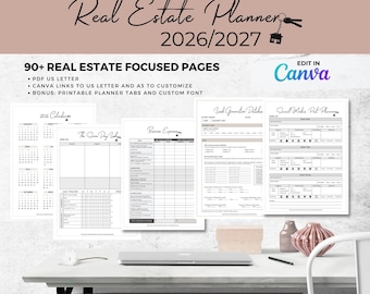 Ultimate 2026/2027 Real Estate Business Planner - Digital Download | Customize in Canva | Branding | Marketing | Social Media | ChatGPT