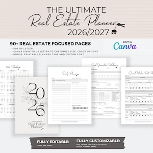 Ultimate 2026/2027 Real Estate Business Planner - Digital Download | Customize in Canva | Branding | Marketing | Social Media | ChatGPT