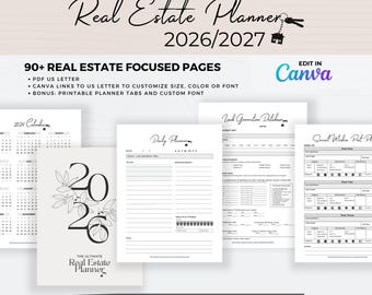 Ultimate 2026/2027 Real Estate Business Planner - Digital Download | Customize in Canva | Branding | Marketing | Social Media | ChatGPT