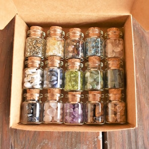 Crystal Chip Bottles Set: Apothecary Gemstone Collection, Wicca Supplies