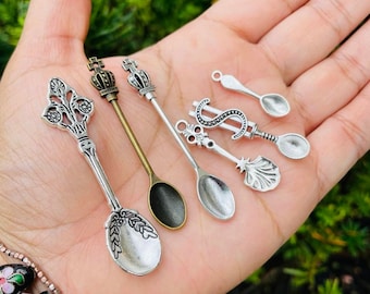 SET of 6 different Tiny spoons|Mini cute spoons for incense|Metal Tiny Spoons|wicca supplies|Incense small spoon|Rituals|Altar|Charm spoon