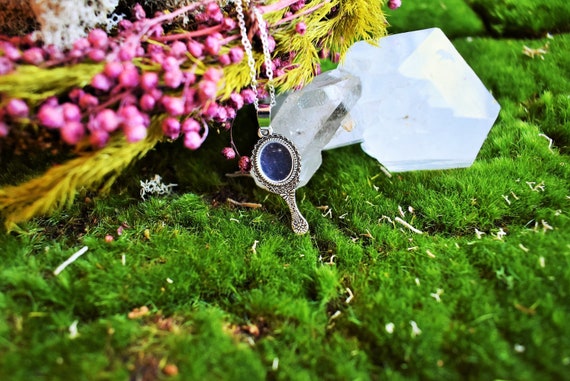 Mini Silver Mirror Necklace: Wicca Witch Jewelry, Sterling Silver Chain