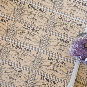 Herb Label Stickers: Vintage Style, Apothecary Labels