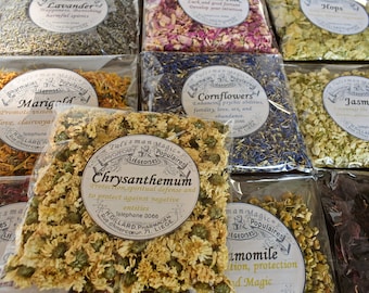 Dried Flower Set: 10 Herb Bags, Apothecary Supplies
