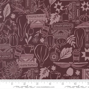 Stoff „Windfall Yardage Cozy Up Fall Merlot“, Fancy That Design House, erhältlich in 0,5-Yard-Schritten, Moda Fabrics 45652 25