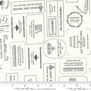 メインストリートヤードショップスウィートウォーターのテキストバニラ、1/2ヤード単位で販売、Moda Fabrics、55640 21