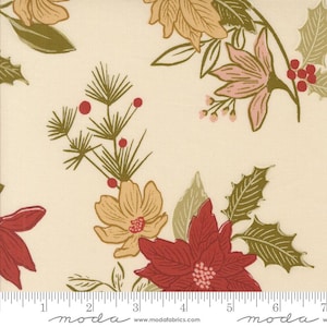 Old World Yuletide Yardage Festive Florals Metallic Eggshell, Fancy That Design House, Sold in 1/2 yard increments, Moda Fabrics, 45620 11M