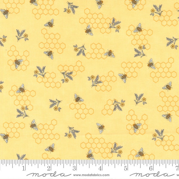 Honey & Lavender Yardage Bees with Honeycomb Honey by Deb Strain, Sold in 1/2 yard increments, Moda Fabrics, 56087 12