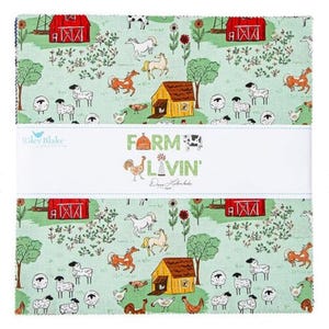 Apilador de 10&quot; Farm Livin&#39; de Diane Labombarbe, Riley Blake Designs, cuadrados precortados de 10&quot;, pastel de capas